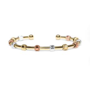 Golf Goddess Stroke Counter Bracelet - Tricolor Gold Cuff