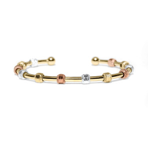 Golf Goddess Stroke Counter Bracelet - Tricolor Gold Cuff